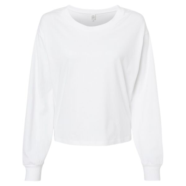 Women's Cotton Jersey Long Sleeve Crop Tee Thumbnail