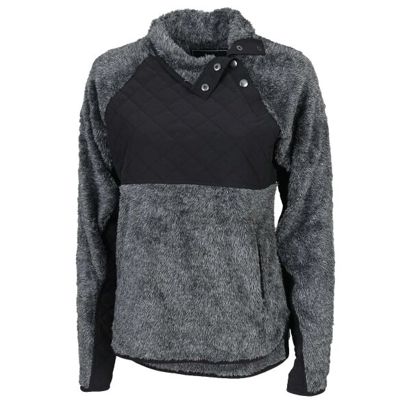 Women's Quilted Fuzzy Fleece Snap PlacketPullover Thumbnail